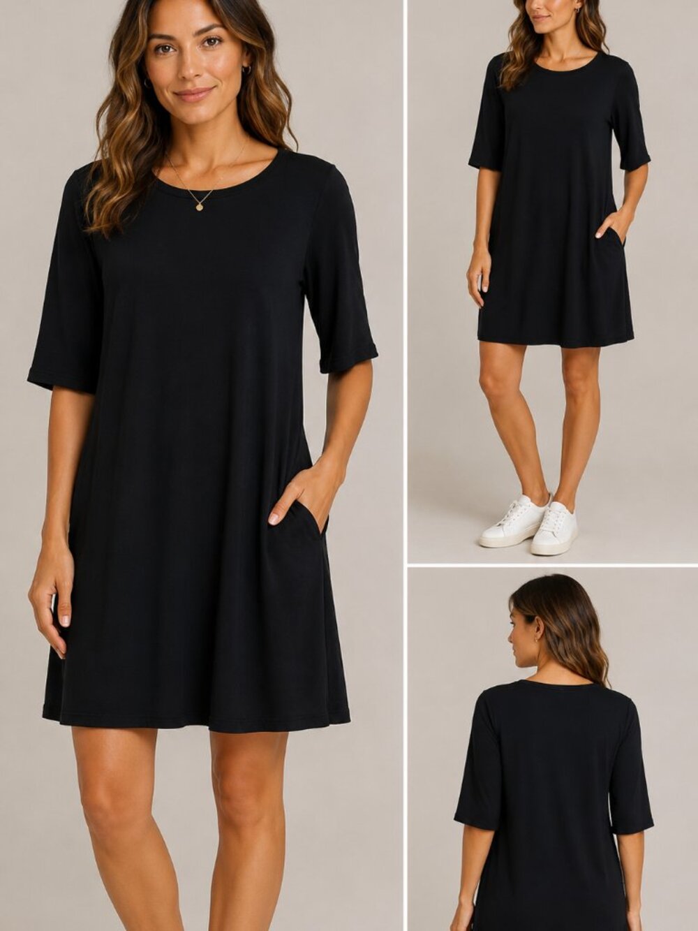 Eileen Fisher Black Short Sleeve Dress size Large